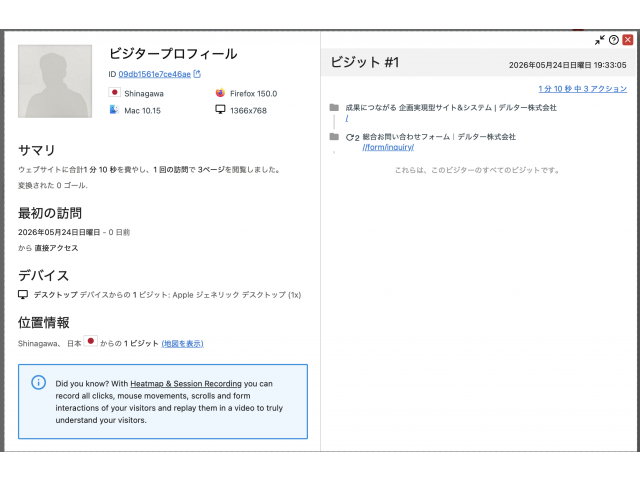 ビジタープロフィール